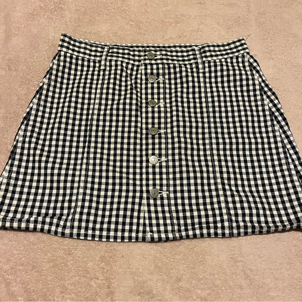 Levi’s Black and White Gingham Button-Front Mini Skirt